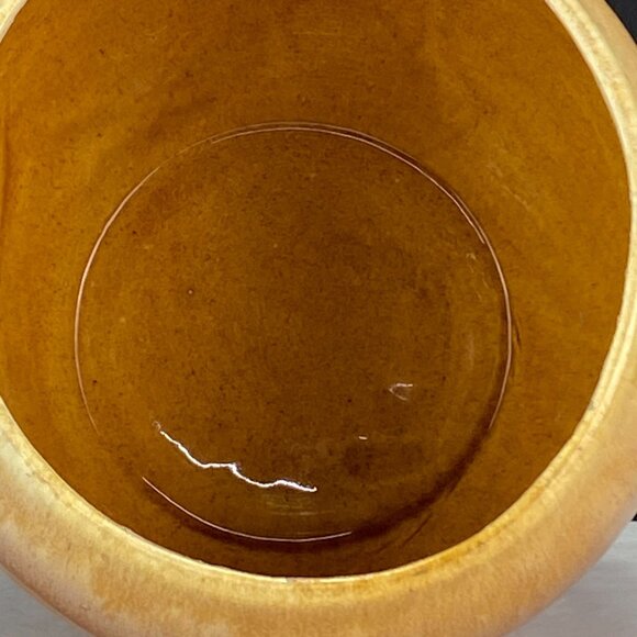 Vintage Retro Pottery Yellow Gold Drip Glaze Flower Pot Planter - Picture 6 of 11